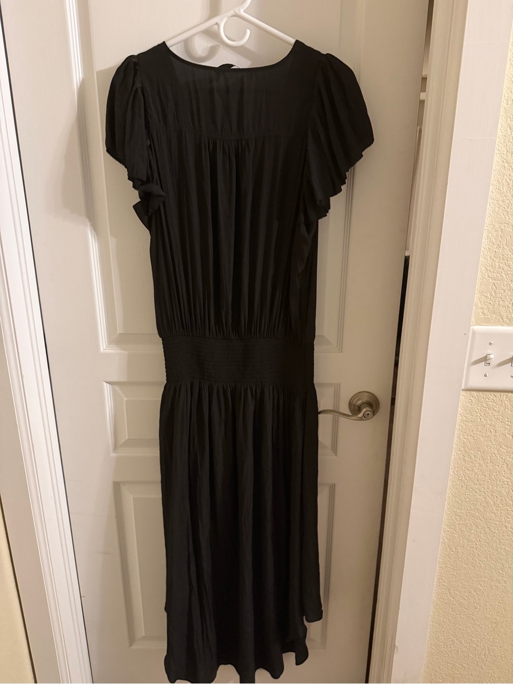 Ramy Brook Black V-Neck Joanie Midi Dress with Flutter Sleeves - Picture 4 of 5